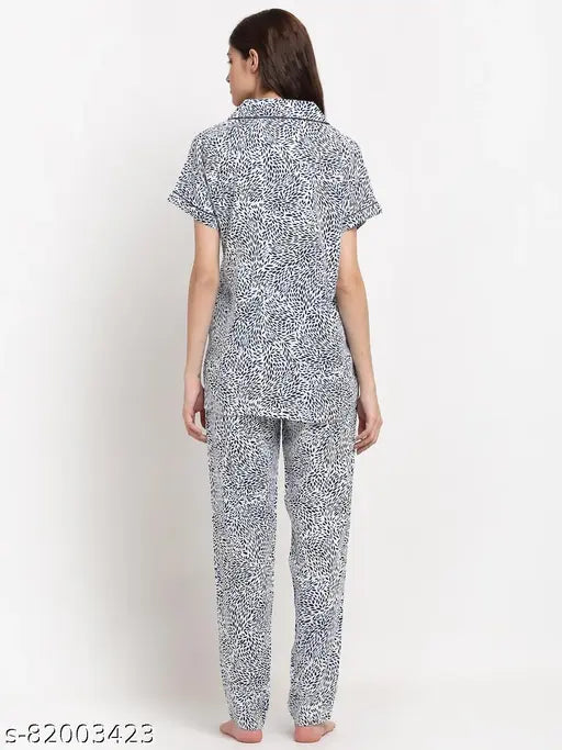 Boston Club printed rayon nightsuit for women, short-sleeved cotton pyjamas