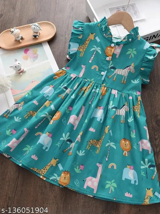 Tiered layer belted dress, floral print polyester for toddler girls (ages 1-10), Indian origin
