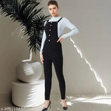 Denim striped cotton lycra women's jumpsuit, long sleeves, adjustable strap, full length design from BuyNewTrend