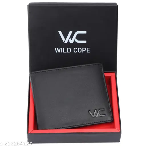 Black genuine high-quality leather slim wallet for men, RFID protected, handcrafted in India