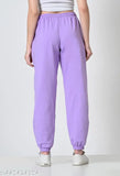 Black and lavender women's fleece jogger pant combo - soft, fleece fabric, elastic waistband, adjustable drawstring, side pockets for winter comfort