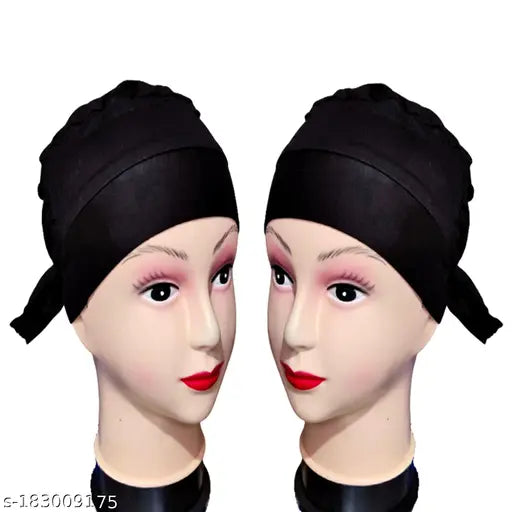 Black cotton canvas Abeeha Enterprise Under Scarf Cap - 2-pack for daily hijab style upgrade