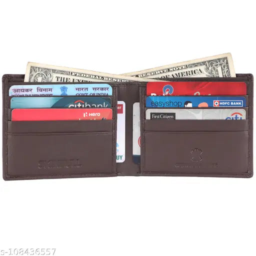 Black top-grain leather slim wallet for men with RFID protection and 2 compartments, perfect gift for festive seasons
