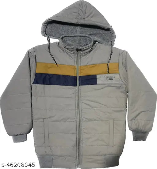 Grey polyester boys jacket, solid light grey, 1 piece, party wear for 1-2 years
