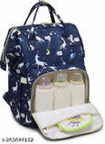 Water-resistant navy blue diaper backpack with multiple pockets, ideal for organizing baby essentials. Unicon print, spacious design, and durable material