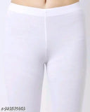 Minimus white cotton leggings for women and girls - Solid ankle leggings bottom wear, made in India from cotton lycra fabric