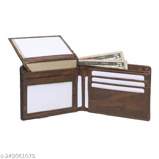 Faux leather slim cardholder wallet for men under 200, solid pattern, 6 card slots, ID, PAN card compartments, India-origin