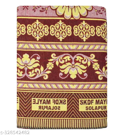 Red floral design queen size cotton bedsheet/blanket by TUNI MANI Solapur, 60 x 90 inches (5' x 7.5' feet)