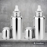 Stainless Steel 302 grade baby feeding bottle, lightweight, leakage-proof, easy clean design - pack of 2 (250 ml each) for newborn and toddlers