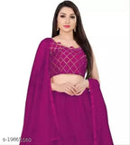 Trendy superior women's silk lehenga with net bottom and embroidered top, lace dupatta. Semi-stitched or un-stitched Indian traditional attire