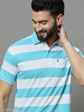 UNIBERRY men's printed cotton blend polo collar striper t-shirt with short sleeves, pocket on chest - India