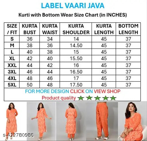 Orange rayon kurti pant set with white floral print, featuring V-neck and side-slit design, perfect for everyday ethnic style