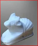 Handcrafted white marble Nandi idol from the Sai Collection, perfect for home puja during Shivratri and Saawan worship