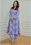 Rayon and viscose printed net kurta set with matching pants for women, three-quarter sleeves, single quantity, sizes M & L (India origin)