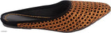 Colorful synthetic slip-on Jutis for women, handcrafted in Jaipur, India. Design features woven pattern and square embellishments, suitable for export quality footwear. Available in sizes IND-4 to IND-9