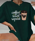 Extra-large cotton t-shirt for women & girls, printed with a floral pattern. Size M (bust 32 in, length 32 in). Made in India