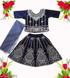 Embroidered velvet Lehenga Choli & Dupatta for kids, 9-24 months, Indian traditional wear