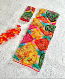 Georgette printed saree with separate blouse, perfect for casual or partywear, India origin
