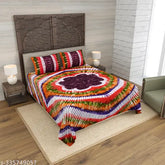 Multi-color tie dye pure cotton king size bedsheet, vibrant batik pattern on superfine fabric for summer