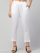 White solid cotton trouser pant for women, premium quality regular fit with double pockets by Pripl, perfect for casual wear