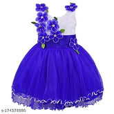 Silver net knee-length dress for baby girls (fe195dblu), spruce up wardrobe with Wishkaro design