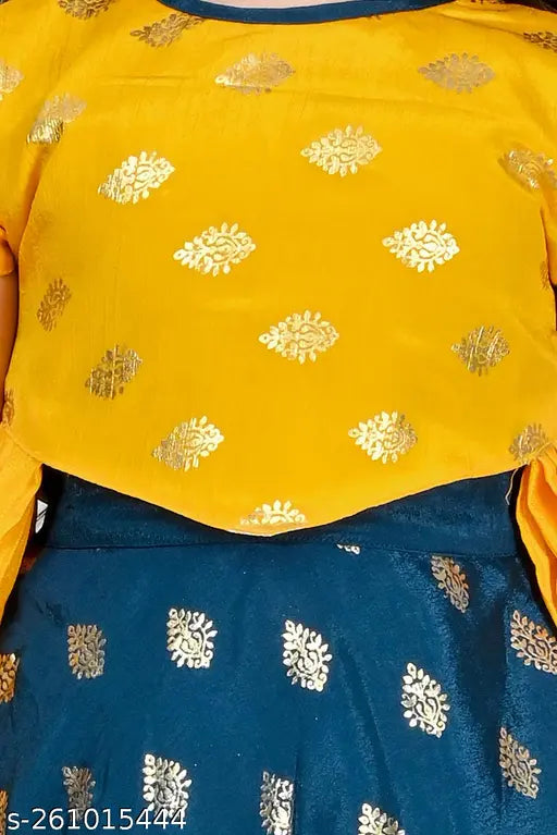 Printed net polyester newbenarasigown, short sleeves party wear for 2-3 years old girls