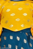 Printed net polyester newbenarasigown, short sleeves party wear for 2-3 years old girls