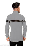 Striped cotton solid full-sleeve high-neck men's T-shirt from India