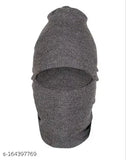 Shashank Soul Men's Grey Wool Monkey Cap, stylish winter knitted headwear for males