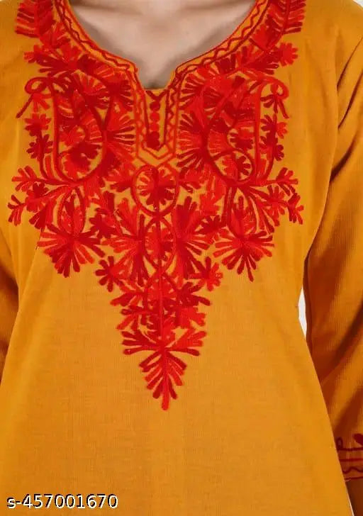 High quality woolen kurti for girls and women, solid color, three-quarter sleeves, L(40in/42in), XL(42in/42in), XXL(44in/42in) - Indian craftsmanship