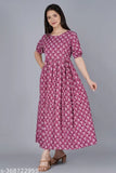 Indian-made, printed long anarkali cotton kurta with short sleeves