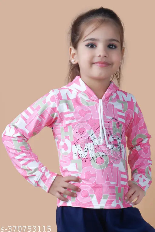 Cotton blend cozy hoodie for little princesses, vibrant print design, perfect for active kids (4-5 years)