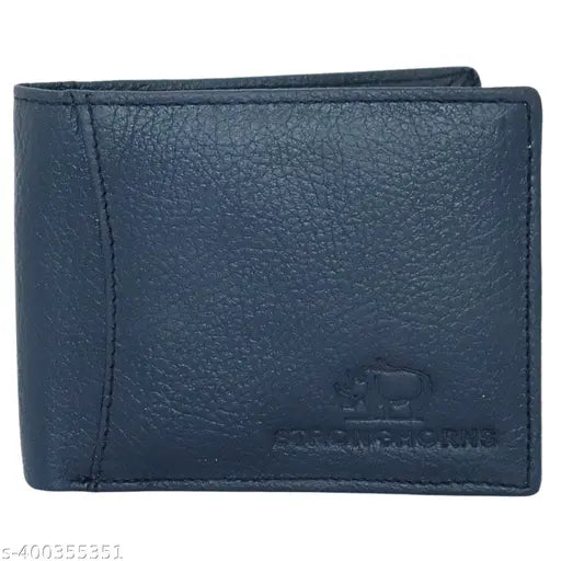 Navy blue genuine leather RFID wallet, 9 card slots, sleek design for men's formal/casual use, rich texture, RFID-protected interior