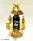 Brass Shivling, Haridwar Trends - Indian-made, handcrafted miniature deity statue, 5cm tall and wide