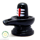 Black ceramic Shivling, compact home or office temple decor
