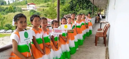 Three-color net frock for Independence Day, colorblocked tricolor frock for girl, tiranga wala frock for 26 January