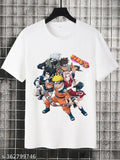 White Vektek Funky Attire Naruto, Sasuke Uchiha, Sakura Haruno, Kakashi Hatake, Jiraiya, and Tsunade printed unisex half-sleeve tee for men and women