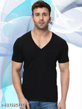 Black cotton blend Wild West V-neck half sleeve T-shirt for men, stylish printed design, perfect for summer parties and casual wear