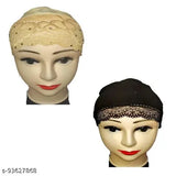 Cotton canvas Mehar Hijab Cap, self-designed Muslim head wrap, onesize pack of 2 from India