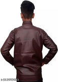 Comfortable polyester leather jacket for kids, solid color style, suitable for 2-9 years