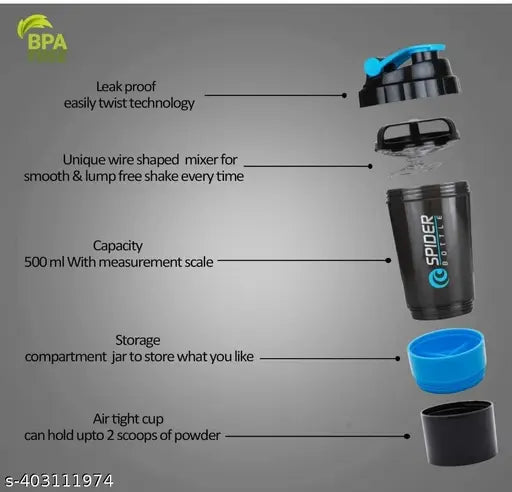 Red leak-proof Truststrong sports shaker bottle, 500ml capacity, BPA free - perfect for gym workouts and protein mixes