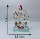 Handcrafted crystal glass Ganesh Ji statue, intricate detailing, Indian decor for home or temple