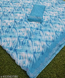 Fancy Shibori printed Georgette saree with Swarovski border, embellished net blouse on mannequin for daily or party wear