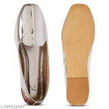Handcrafted synthetic silver chrome bellies - unisex Jutti style ballerinas for parties, office, college, and clubs