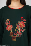 Woolen embroidered kurta, three-quarter sleeves, trendy women's woolen clothing from LUFEEP, India