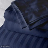 Aqua Blue AKIN 220 TC Glace Cotton Stripes Double Bed Sheet & Pillow Covers, king size, home & hotel use