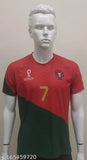 Portugal football jersey 2022, polyester with printed design, short sleeves, size M, on model