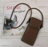 Solid PU mobile sling bag with one compartment, free size for everyday use