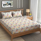 LA collection premium cotton blend elastic king size fitted bedsheets, double bed with all-around elastic, 72x78+10 inches, supersoft geometric pattern