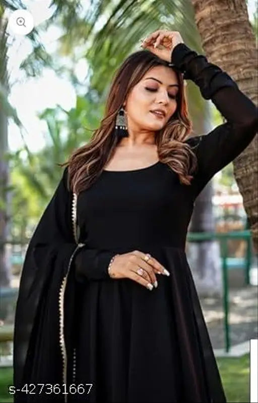 Georgette, long-sleeve solid-print Banita Fabulous Kurtis for M, L, XL, XXL celebrations, made in India